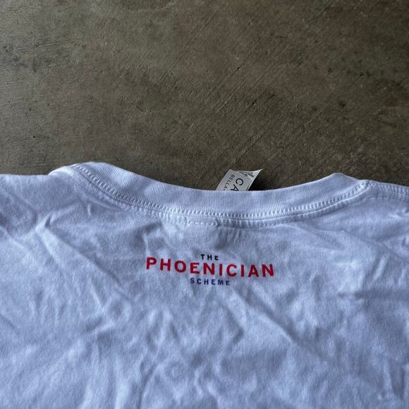 THE PHOENICIAN SCHEME WES ANDERSON MOVIE PROMO SHIRT MENS LARGE WHITE GRAPHIC - Picture 2 of 6